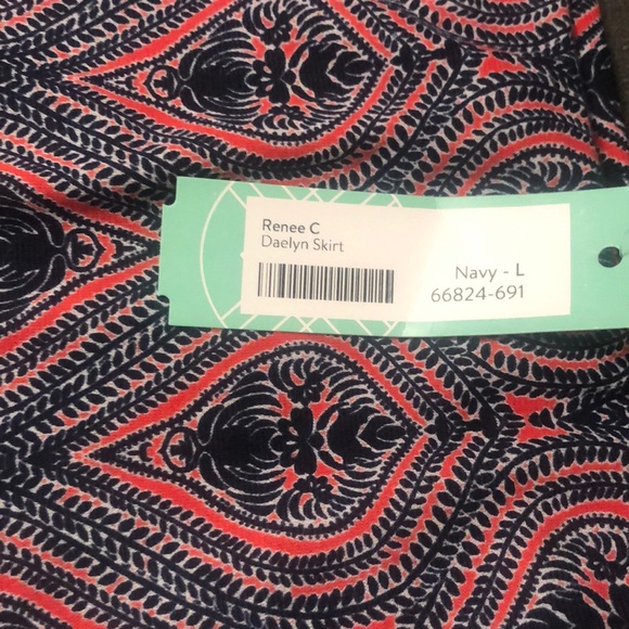 Renee C Navy Blue and Corral skirt - Picture 2 of 4